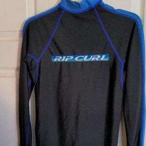 Rip Curl Black and Blue Rash Guard Boys XL